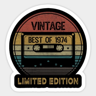 Best Of 1974 50th Birthday Gifts Vintage Cassette Tape Sticker